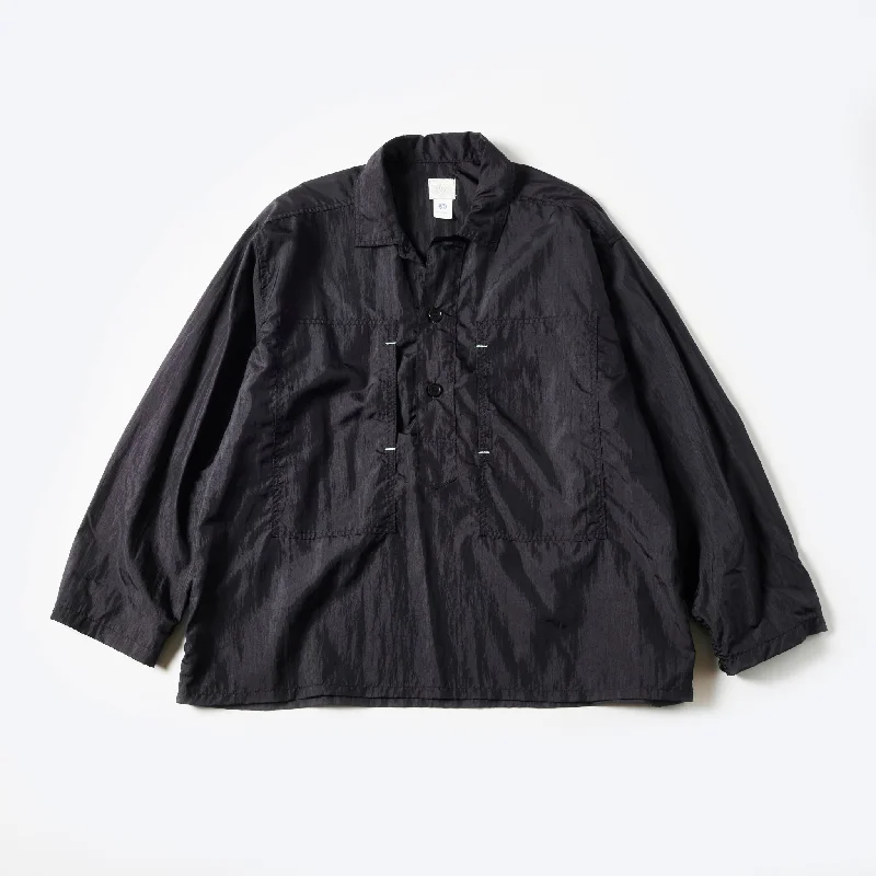 Modern Button-Down Shirt for Contemporary Fashion-#1204-CTB ARMY Shirt : crinkle nylon taffeta black