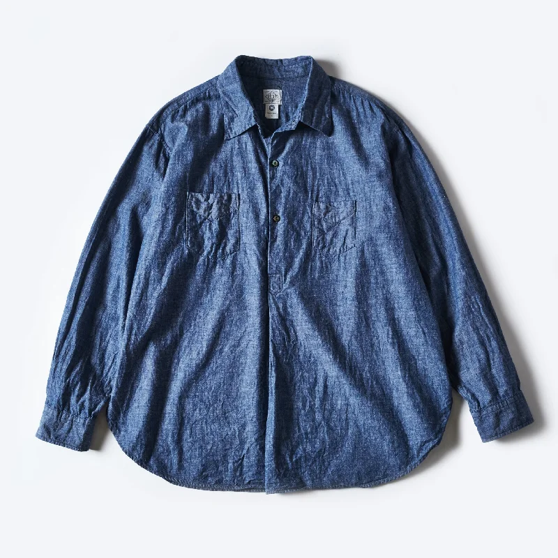 Lightweight Button-Down Shirt for Travel-Friendly Fashion-#3220L-CC NEUTRA 5 LLC : classic chambray indigo