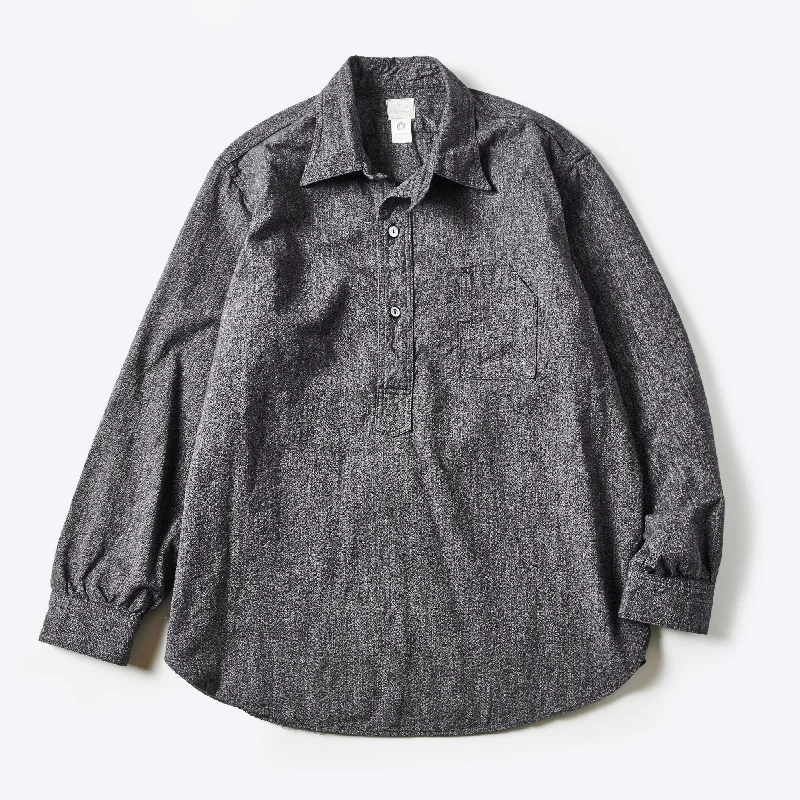 Casual Button-Down Shirt with Chest Pocket-#1201-GC No.1 Shirt : grey covert salt & pepper