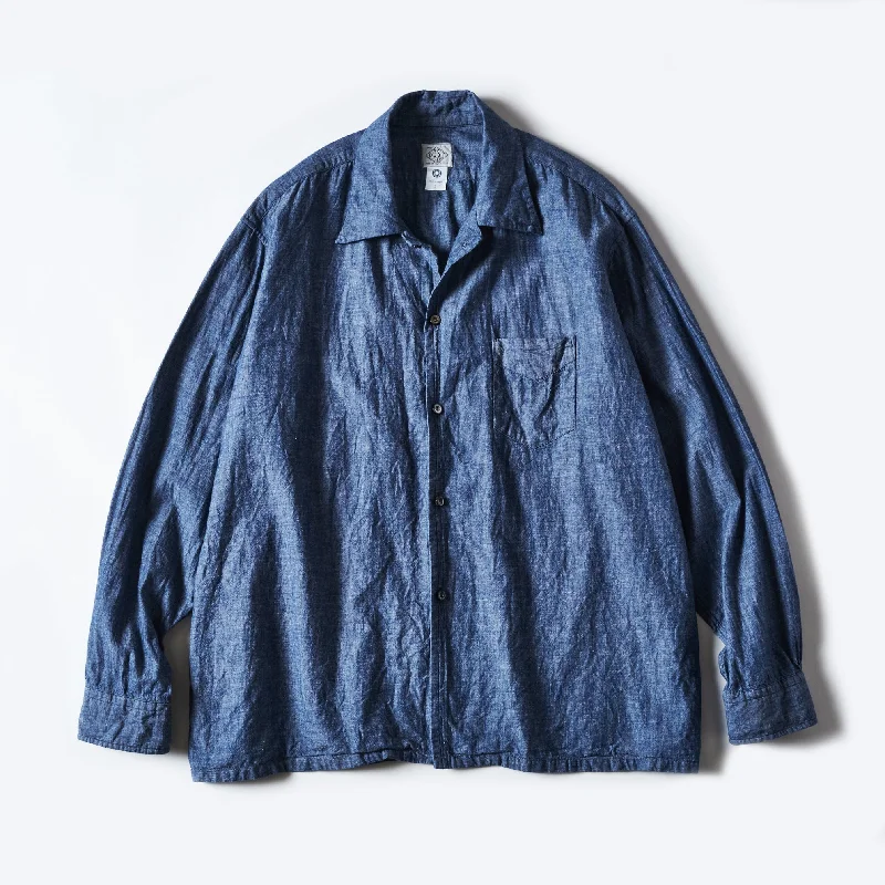 Long Sleeve Plaid Button-Down Shirt for Winter Fashion-#3221-CC NEUTRA 6 : classic chambray indigo