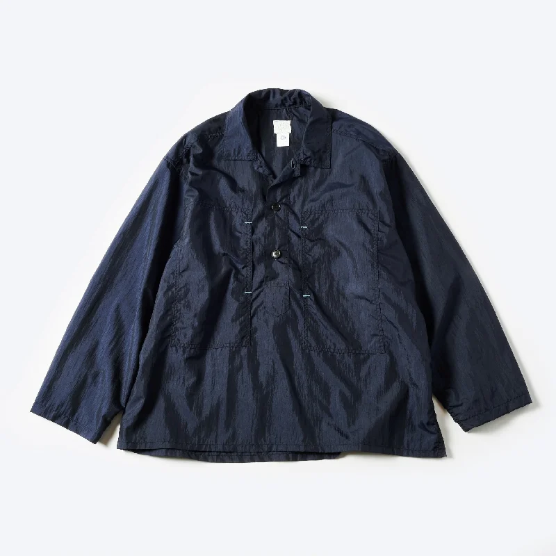 Comfortable Relaxed Button-Down Shirt for Weekend Wear-#1204-CTN ARMY Shirt : crinkle nylon taffeta navy