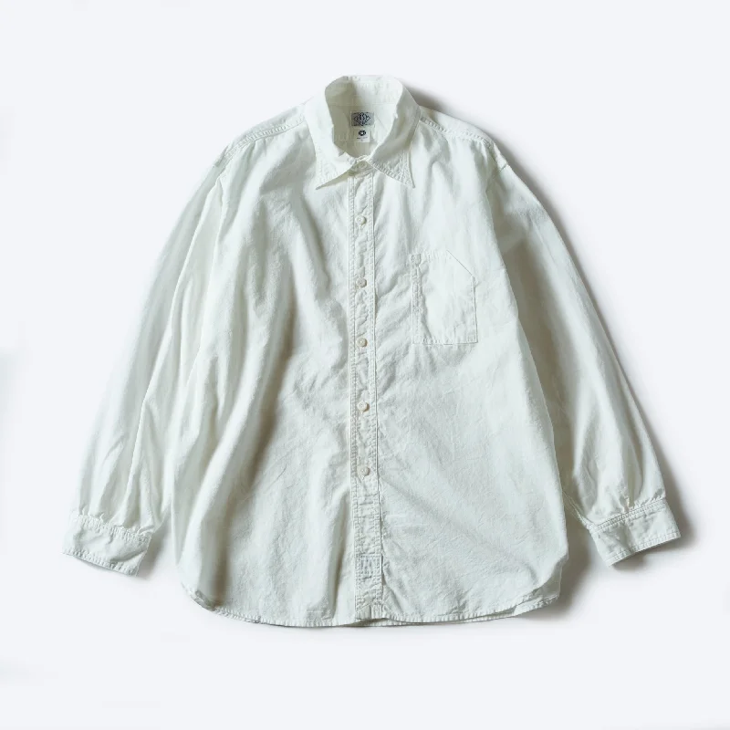 Relaxed Button-Down Shirt with Button Pocket for Utility-#1201C-WC No.1 Shirt MV : classic chambray white