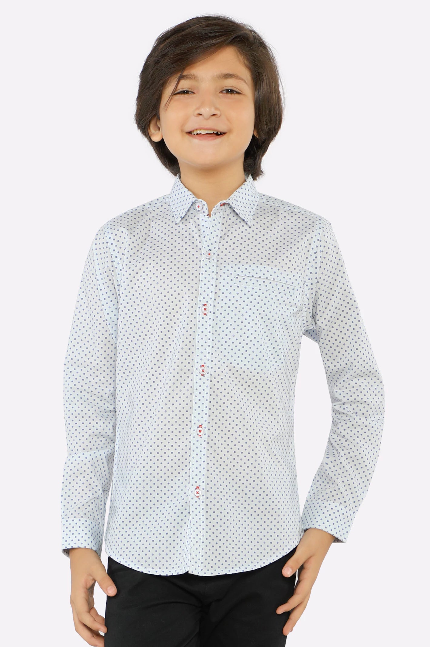 Stylish Casual Button-Down Shirt for Everyday Wear-White Dot Textured Casual Shirt