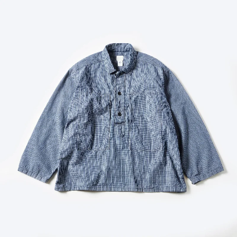 Preppy Button-Down Shirt for Casual Campus Wear-#1204-IC1 ARMY Shirt : indigo check indigo