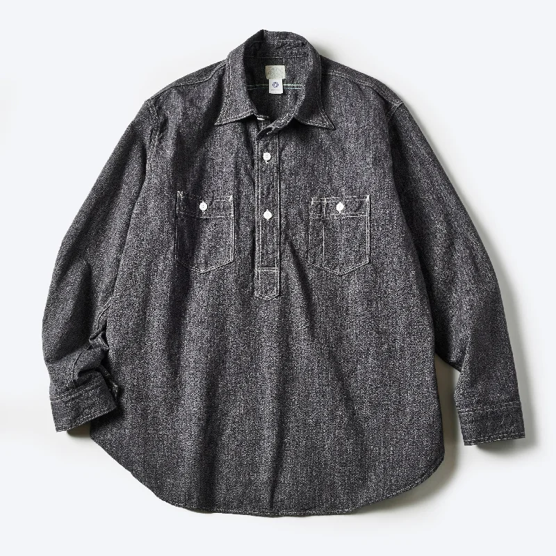 Fashionable Oversized Button-Down Shirt for Relaxed Look-#1202-GC No.2 Shirt : grey covert salt & pepper