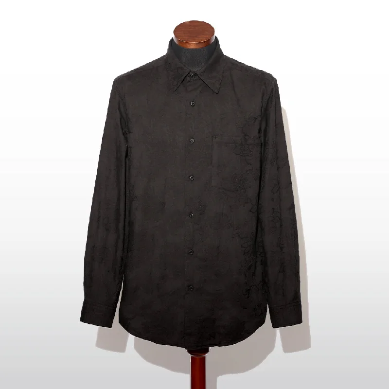 Comfortable Cotton Button-Down Shirt for Relaxed Fit-FLOWER JACQUARD SHIRT