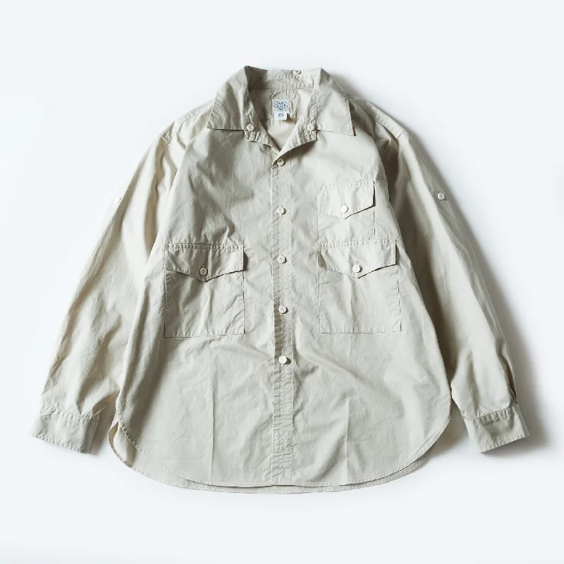 Button-Down Shirt with Contrasting Details for Edge-#3225-MP1 Town & Country Safari : medium weight poplin stone