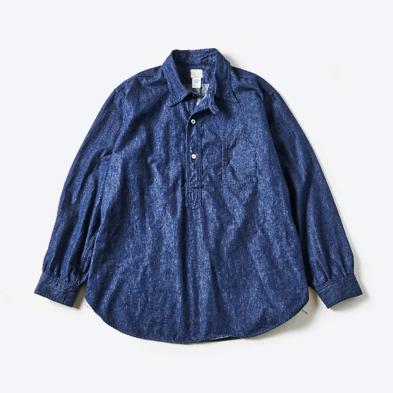 Classic Solid Color Button-Down Shirt for Versatility-#1201-LDI No.1 Shirt : light denim indigo