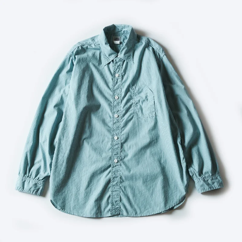 Classic Tan Button-Down Shirt for Everyday Wear-#1201C-SSG No.1 Shirt MV : stripe shirting green