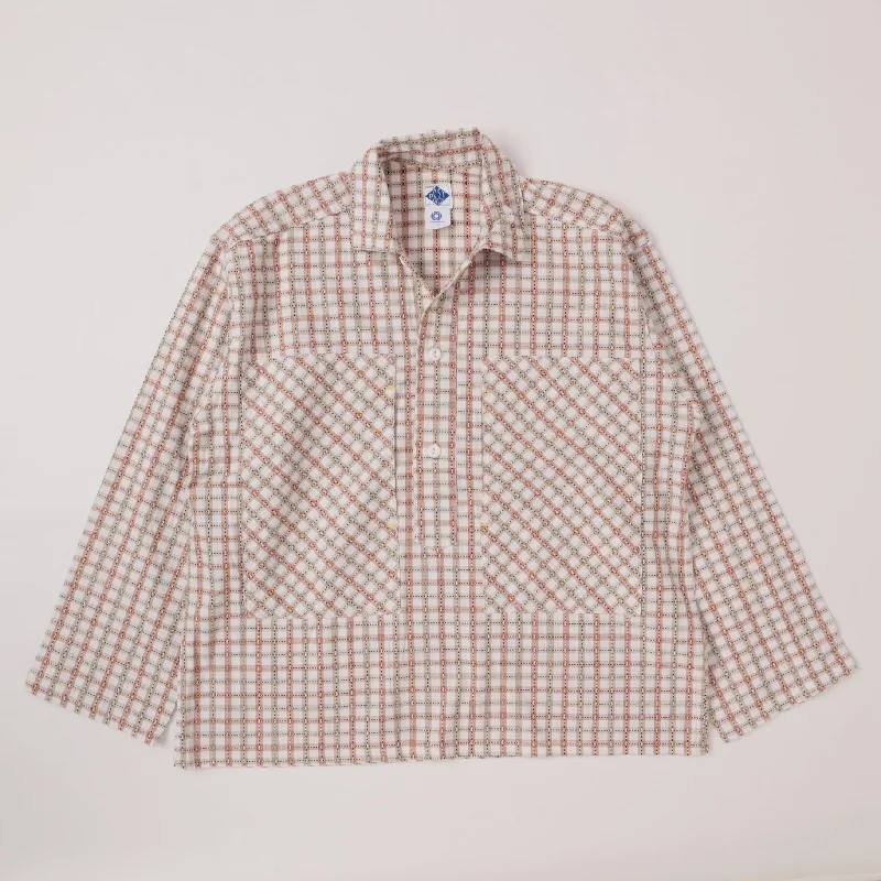 Pre-Washed Button-Down Shirt for Soft Texture-Army Shirt : vintage calico check brown sht-24 "Dead Stock"