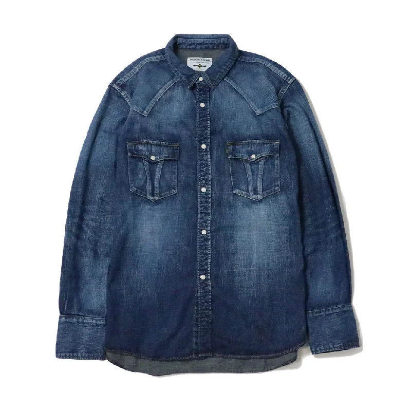 Customizable Button-Down Shirt for Personalized Fashion-ROAD JACK DENIM SHIRT <VINTAGE WASH>