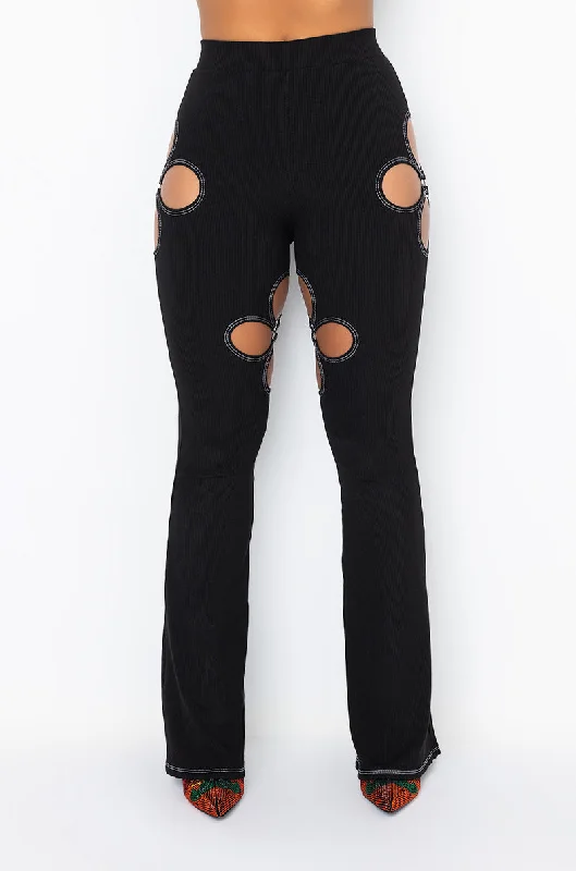 Warm Wool Pants for Winter Wear-KYLIE CUT OUT RIBBED PANT