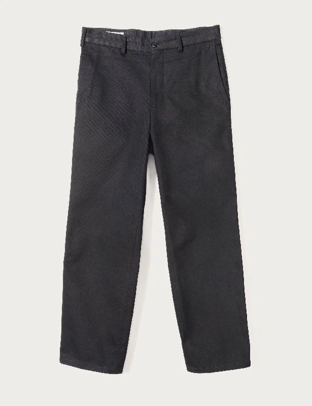 Soft Lounge Pants for Maximum Comfort-BKT36 Straight Leg Pant in Cotton Cavalry Twill - Black