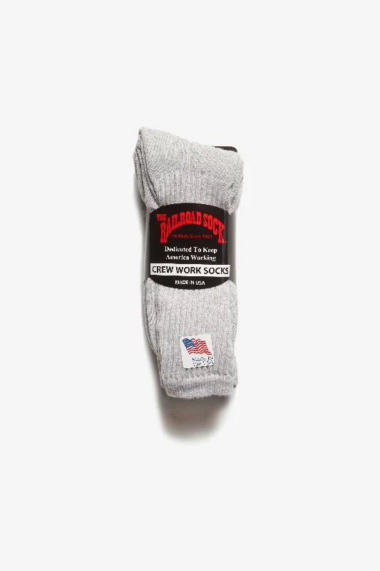 High Compression Socks for Circulatory Health-Railroad Sock - 3 Pack Crew Socks - Grey