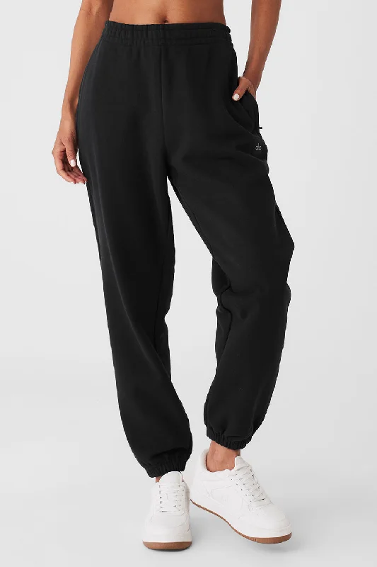 Warm Wool Pants for Winter Wear-Cuffed Renown Heavy Weight Sweatpant - Black