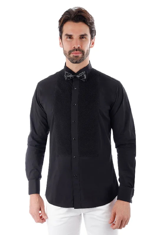 Comfortable V-neck Button-Down Shirt for Versatility-Mores Rage Tuxedo Shirt