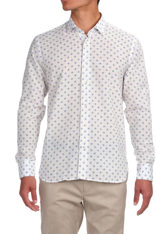 Breathable Button-Down Shirt for Hot Weather-Geometric Seersucker Shirt