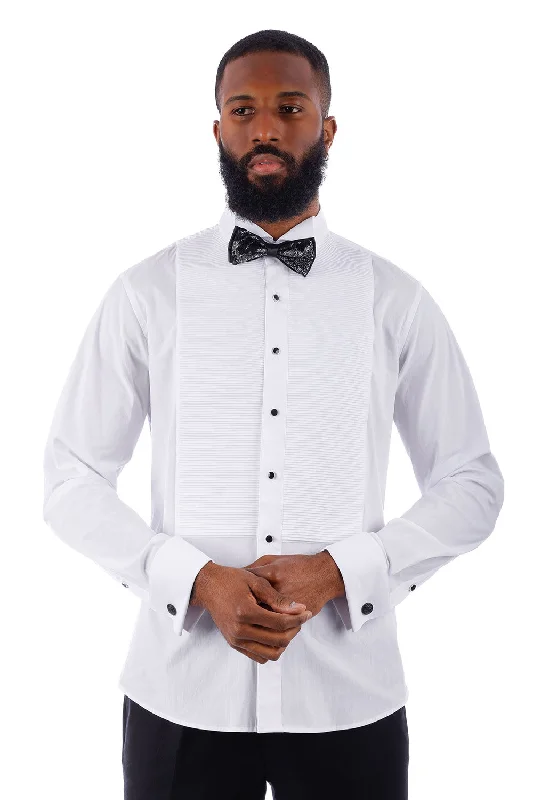 Cozy Wool Button-Down Shirt for Cold Weather-Stylish Mod Tuxedo Shirt