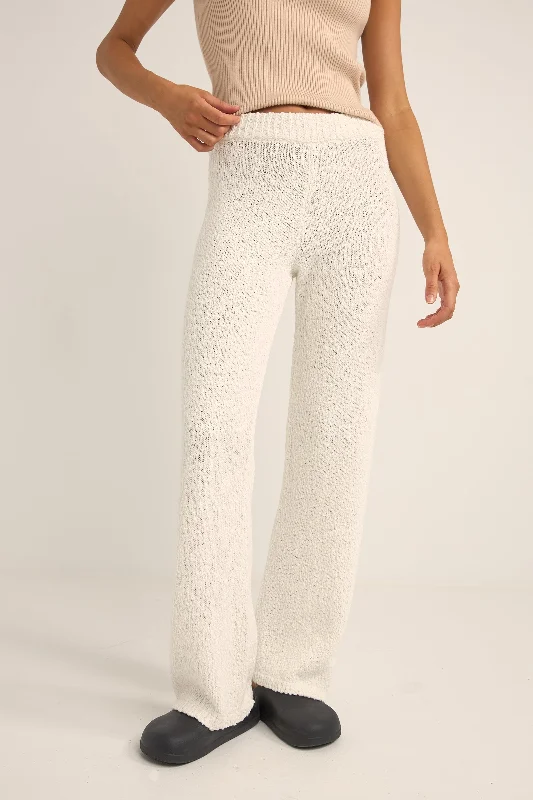 Stylish Cargo Pants for Trendy Looks-Adele Knit Pant White