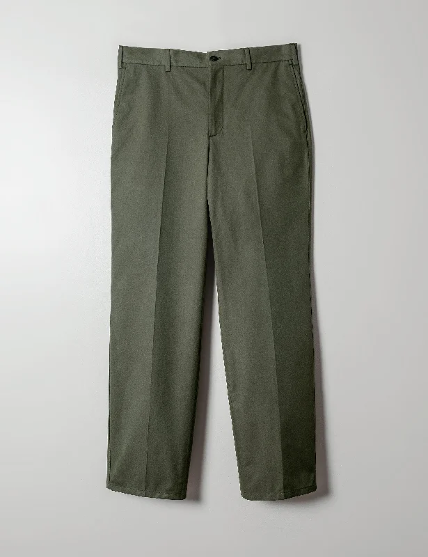 Breathable Running Pants for Jogging and Exercise-BKT36 Straight Leg Pant in Cotton Twill - Militaire