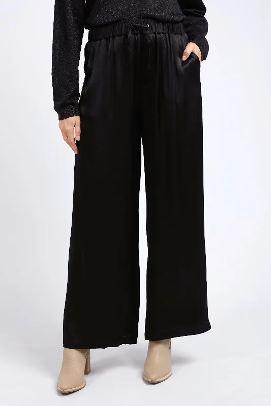 Cozy Sweatpants for Ultimate Comfort-Huntleigh Black Satin Pant