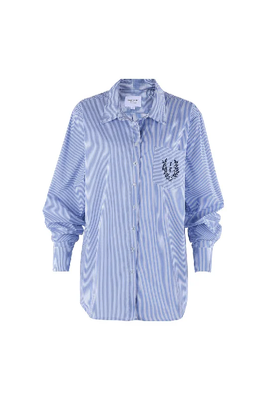 Casual Button-Down Shirt with Chest Pocket-The Crest Boyfriend Shirt