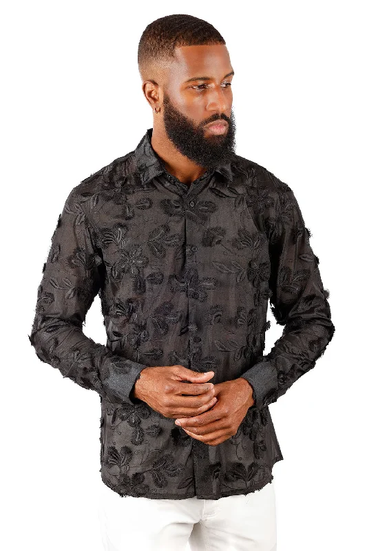 Trendy Button-Down Shirt with Patterned Design-Filmy Mania Long Sleeve Shirt