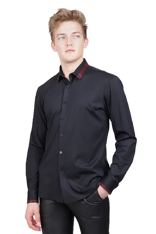 Tailored Button-Down Shirt for Business Professional Style-MEANDRO BORDERS Long Sleeve Shirt