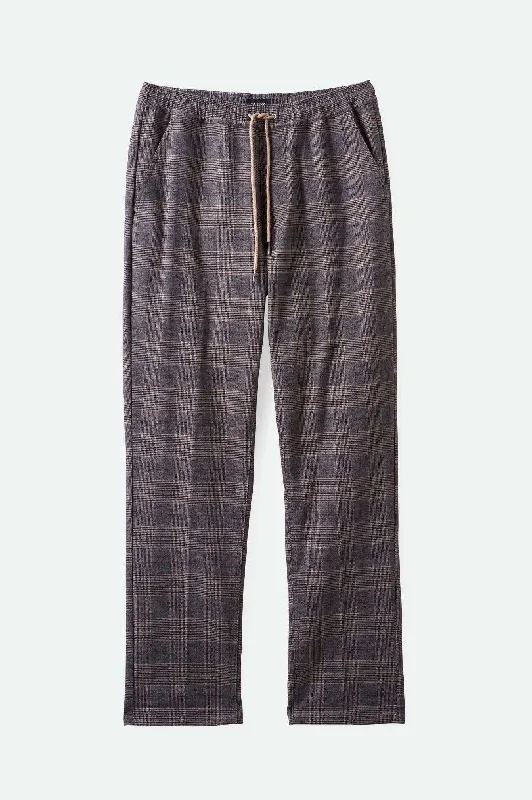 Soft Bamboo Pants for Natural Comfort-Broadway Houndstooth E-waist Relaxed Pant - Brown/Cream Houndstooth