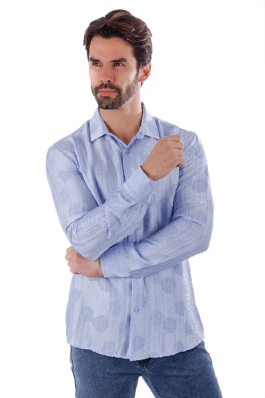 Polished Blue Button-Down Shirt for Timeless Look-Rage Figure Long Sleeve Shirt