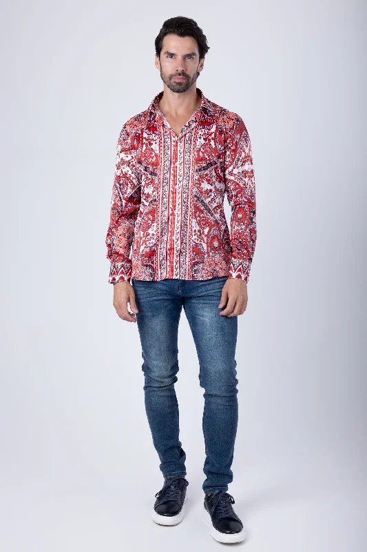 Patterned Button-Down Shirt for Standout Style-Supercool Ton Long Sleeve Shirt