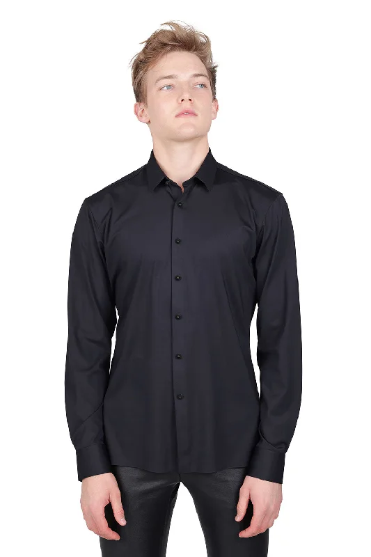 Comfortable Relaxed Button-Down Shirt for Weekend Wear-Solid Emperor Long Sleeve Shirt