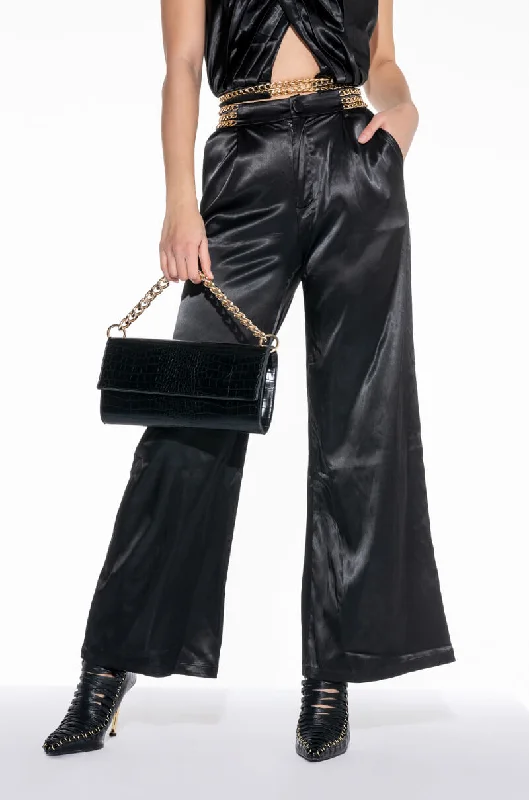 Fashionable Bootcut Pants for Retro Style-SIL VOUS PLAIT CHAIN DETAIL PALAZZO PANT