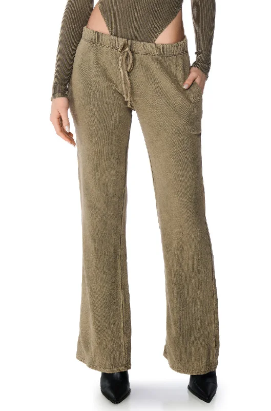 Fashionable Plaid Pants for a Classic Touch-JOJO MINERAL WASH WIDE LEG SWEATPANT IN LIGHT BROWN