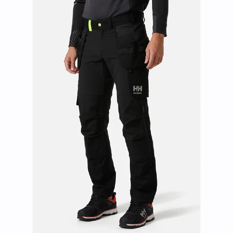 Durable Work Pants for Labor and Construction Jobs-HELLY HANSEN 77405 OXFORD 4-WAY STRETCH CONSTRUCTION WORK PANT TROUSER BLACK