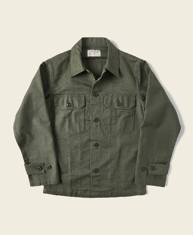 Relaxed Button-Down Shirt for Casual Outings-1963 US Army OG-107 Fatigue Utility Shirt