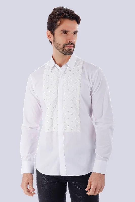 Comfortable Relaxed Button-Down Shirt for Weekend Wear-Weave Depiction Long Sleeve Shirt