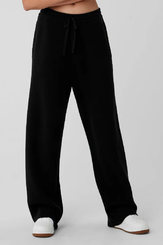 Eco-Friendly Hemp Pants for Sustainable Fashion-Scholar Straight Leg Sweatpant - Black