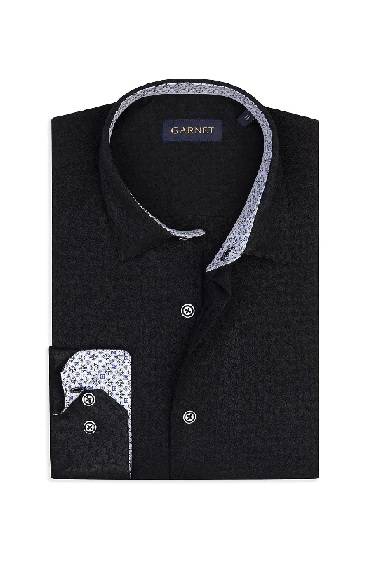 Premium Oxford Button-Down Shirt for Smart Casual Look-Minimal Jacquard Long Sleeve Shirt