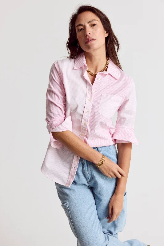 Soft Chambray Button-Down Shirt for Light Layering-The Boyfriend Shirt w/ pocket