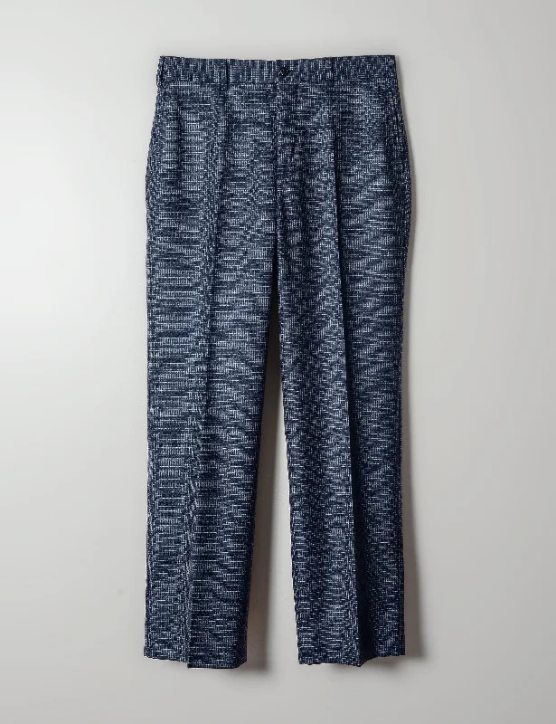 Stretch Denim Pants for Added Comfort and Fit-BKT36 Straight Leg Pant in Brushed Wool Microgrid - Navy