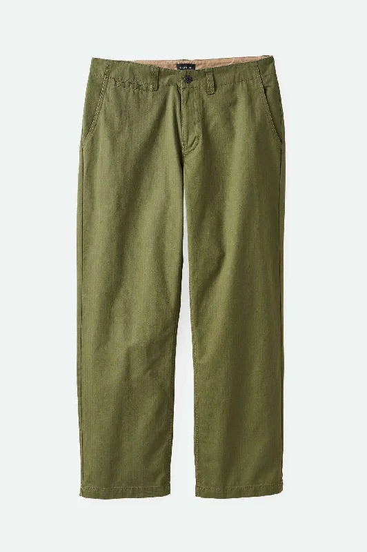 Casual Drawstring Pants for Easygoing Comfort-Surplus Herringbone Relaxed Trouser Pant - Olive Surplus