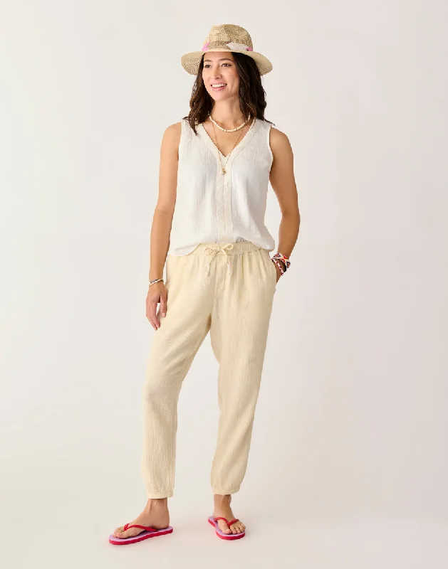 Versatile Multi-Pocket Pants for Outdoor Adventures-Calista Gauze Pant: Dogwood