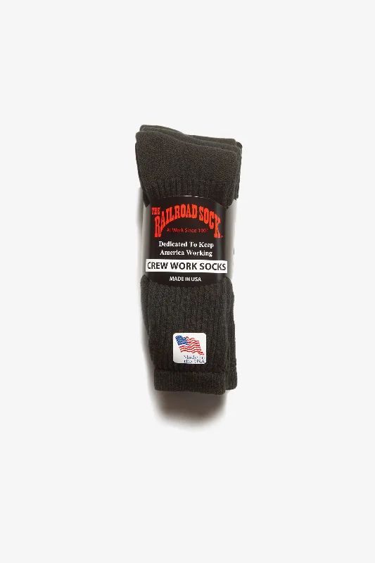 Cushioned Sport Socks for Active Lifestyles-Railroad Sock - 3 Pack Crew Socks - Black