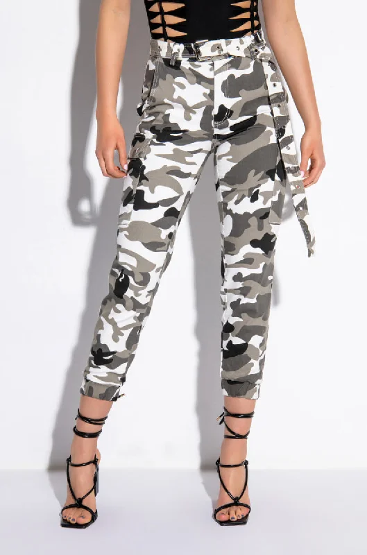 Trendy High-Rise Pants for Modern Looks-SEXY CAMO CARGO JOGGER PANT