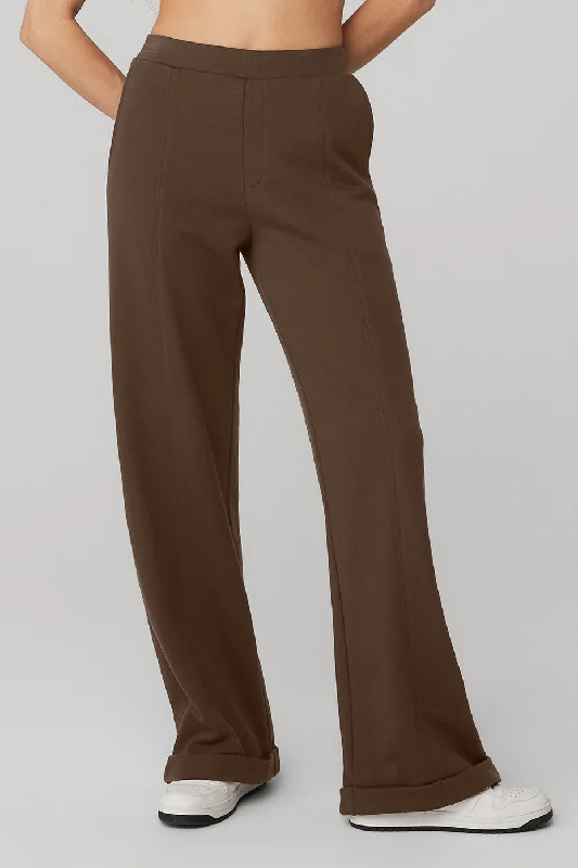 Comfortable Office Pants for Everyday Workwear-High-Waist Trouser Wide Leg Pant - Espresso