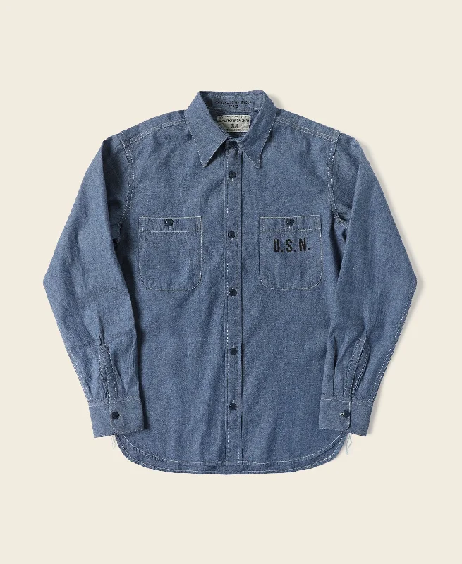 Breathable Button-Down Shirt for Hot Weather-U.S.N. Chambray Shirt