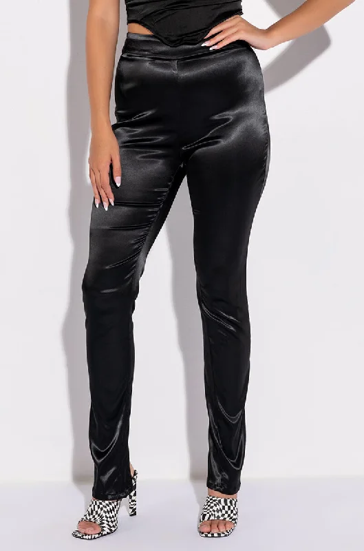 Classic Straight-Leg Pants for Casual Style-MY VALENTINE SATIN SKINNY PANT