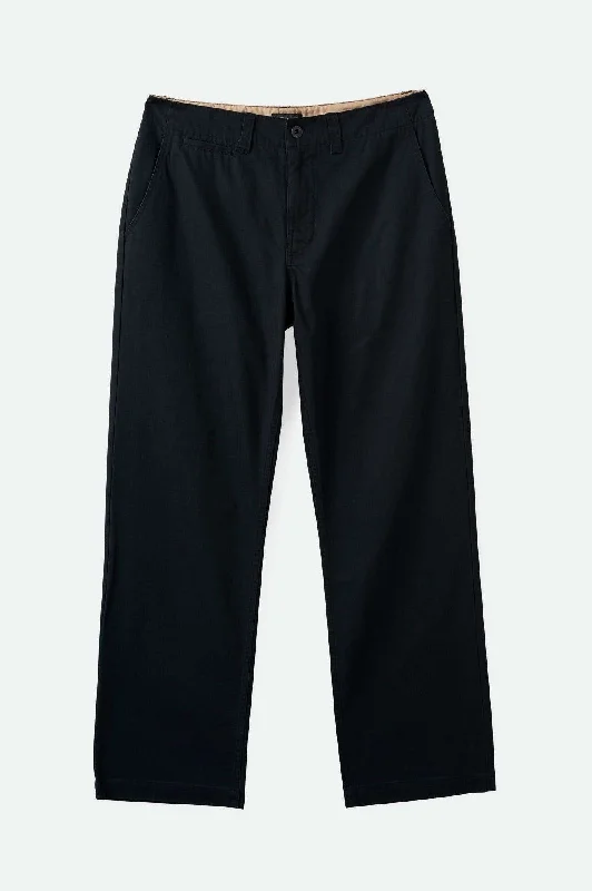 Comfortable Capri Pants for a Casual Day Out-Surplus Herringbone Relaxed Trouser Pant - Washed Black