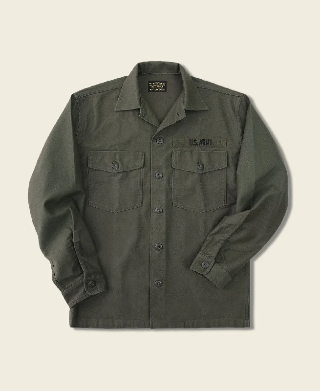 Colorful Button-Down Shirt for Bold Fashion Statements-Vietnam War US Army OG-107 Fatigue Utility Shirt - Plain